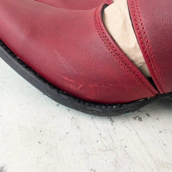 Lane PLAIN JANE Red Slingback Mule Womens Cowboy Boots 7.5 Western Cowgirl Ankle - Picture 5 of 12